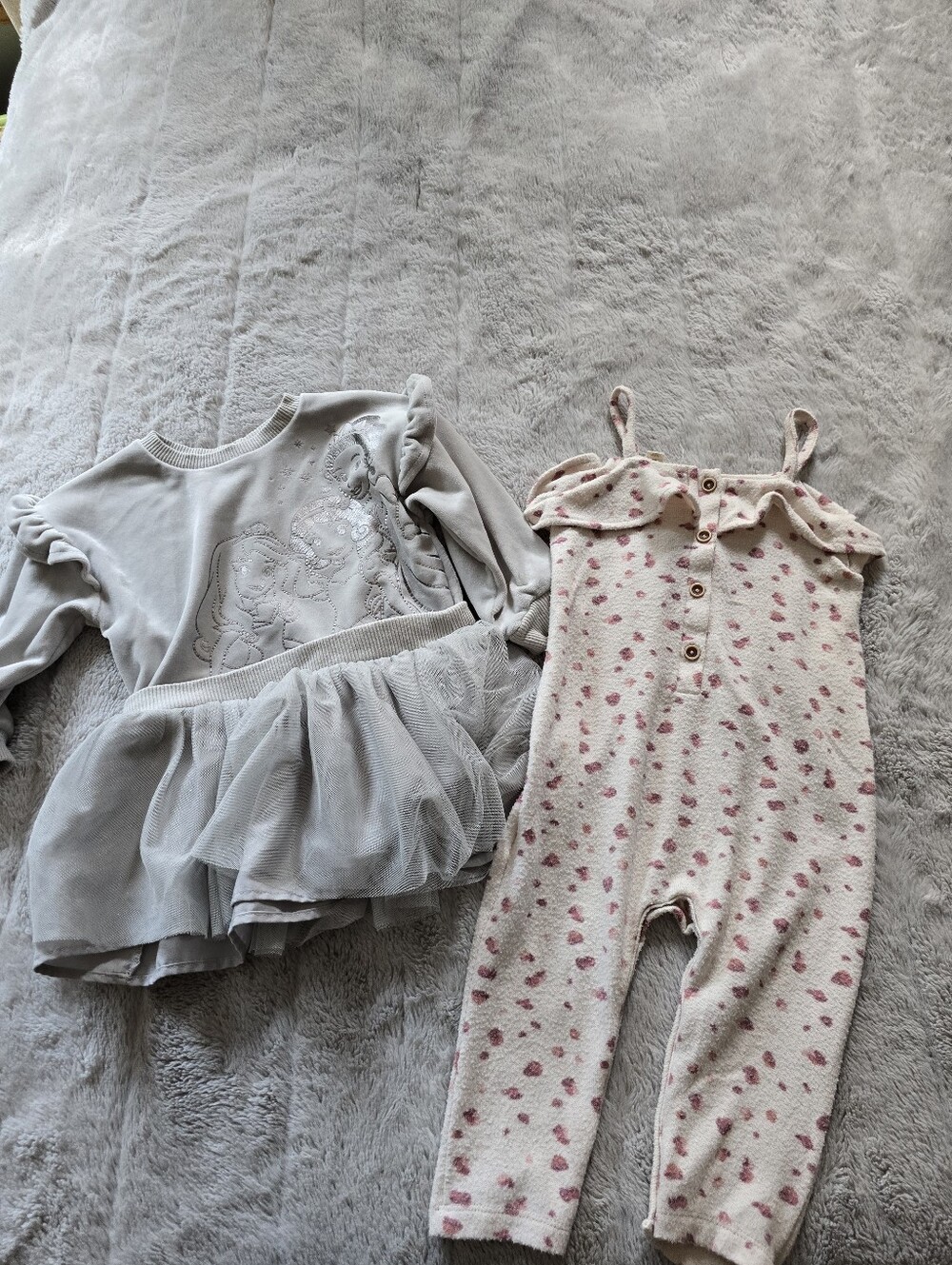 Toddler Gray Tulle Dress & Pink Heart Romper Set